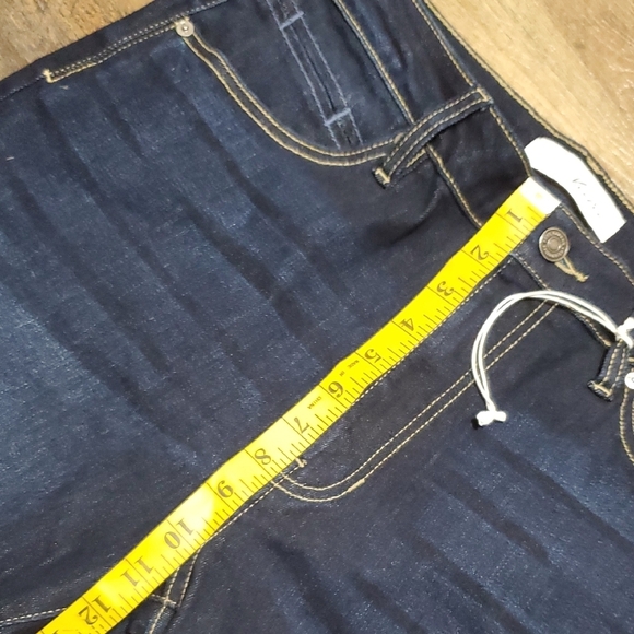 KanCan Blue Flare Wide Leg Jeans with Gold Contrast Stitching - Picture 6 of 9
